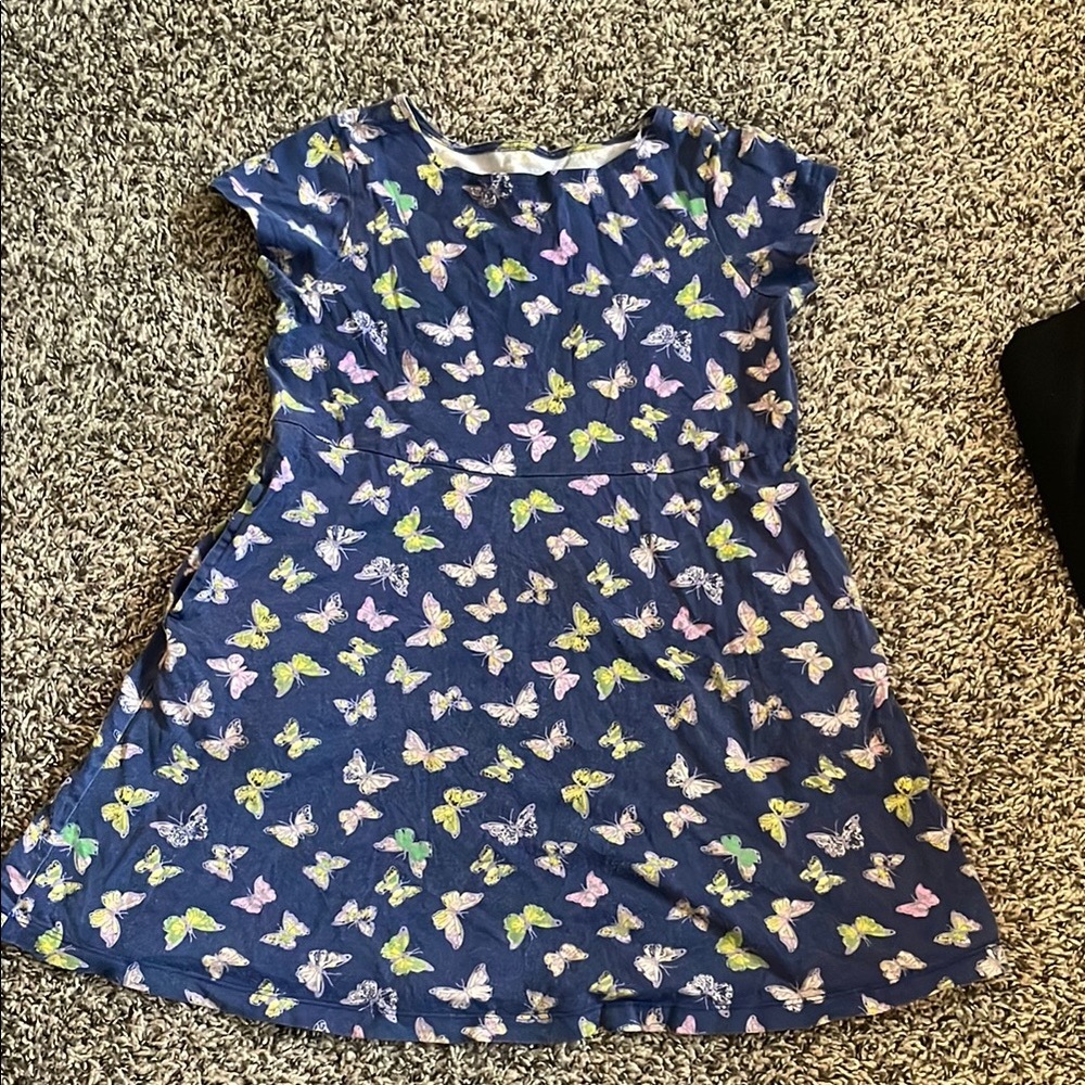 Lands' End Girls Dress - Blue with Butterfly Print